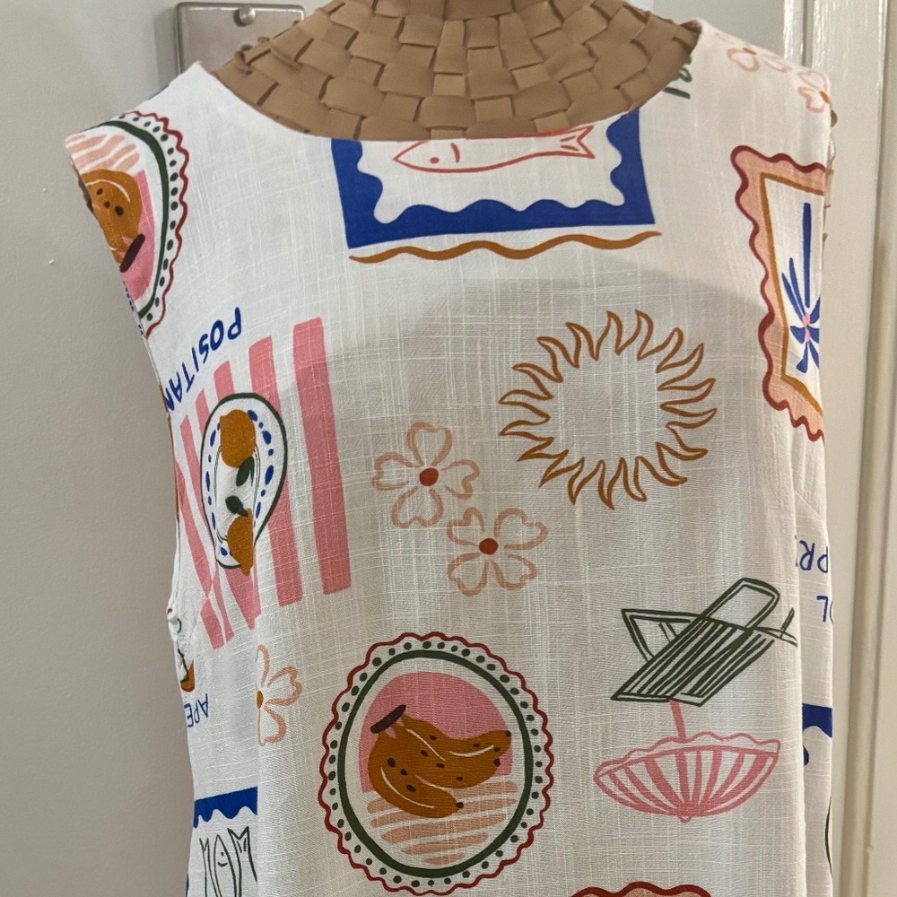 Paper Heart L Sleeveless Dress Aperol Spritz/Capri/Positano with POCKETS!